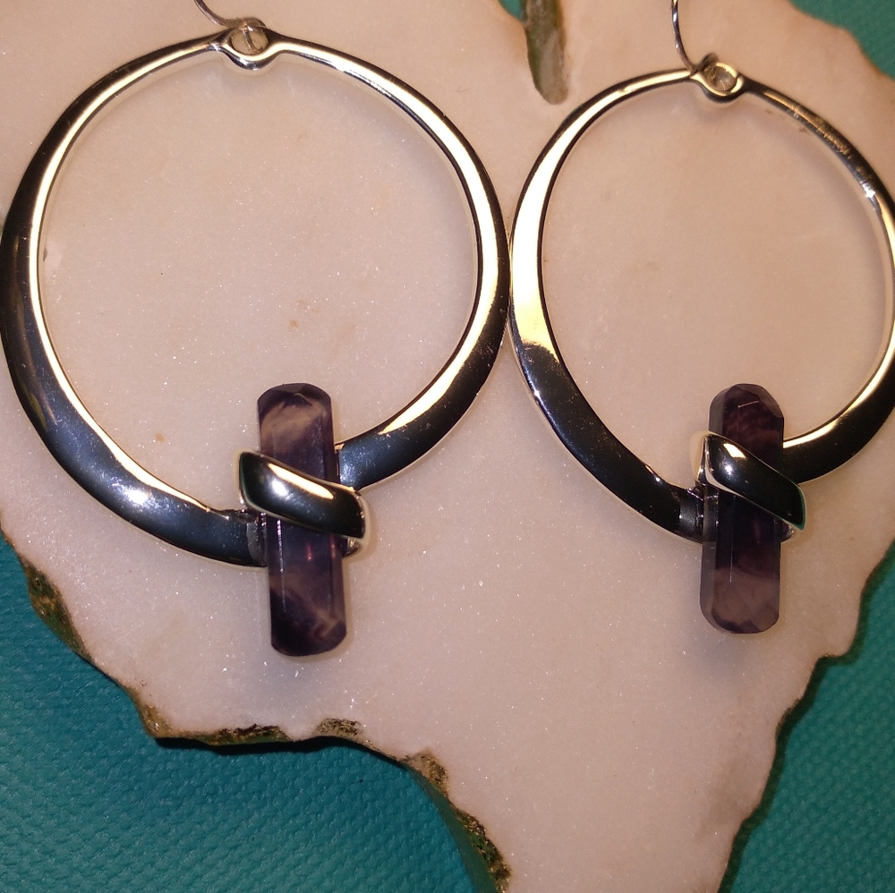 Robert Lee Morris Silver Toned Amethyst Earrings
